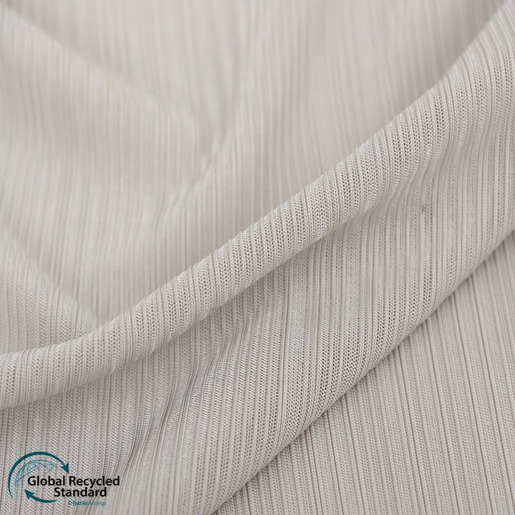 New Arrival RPET Eco-friendly GRS Rib Fabric 92%Recycle Polyester 8%Spandex Ready-to-ship Goods 180gsm Women Sportswear