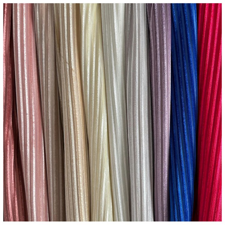 Wholesale Korean Ribbed Velvet Spandex Fabric High Elastic Breathable Striped Cloth Women's Suits Home Decor Lamp Shades Instant