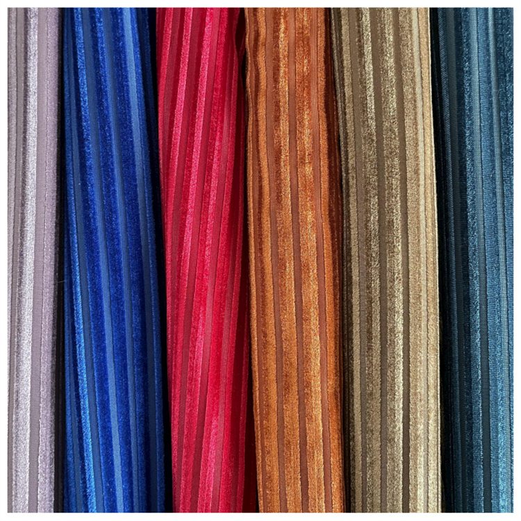Wholesale Korean Ribbed Velvet Spandex Fabric High Elastic Breathable Striped Cloth Women's Suits Home Decor Lamp Shades Instant