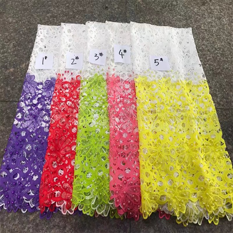 2024 hot selling fancy chemical lace fabric 3d beaded lace fabric for wedding SRMF3D-01