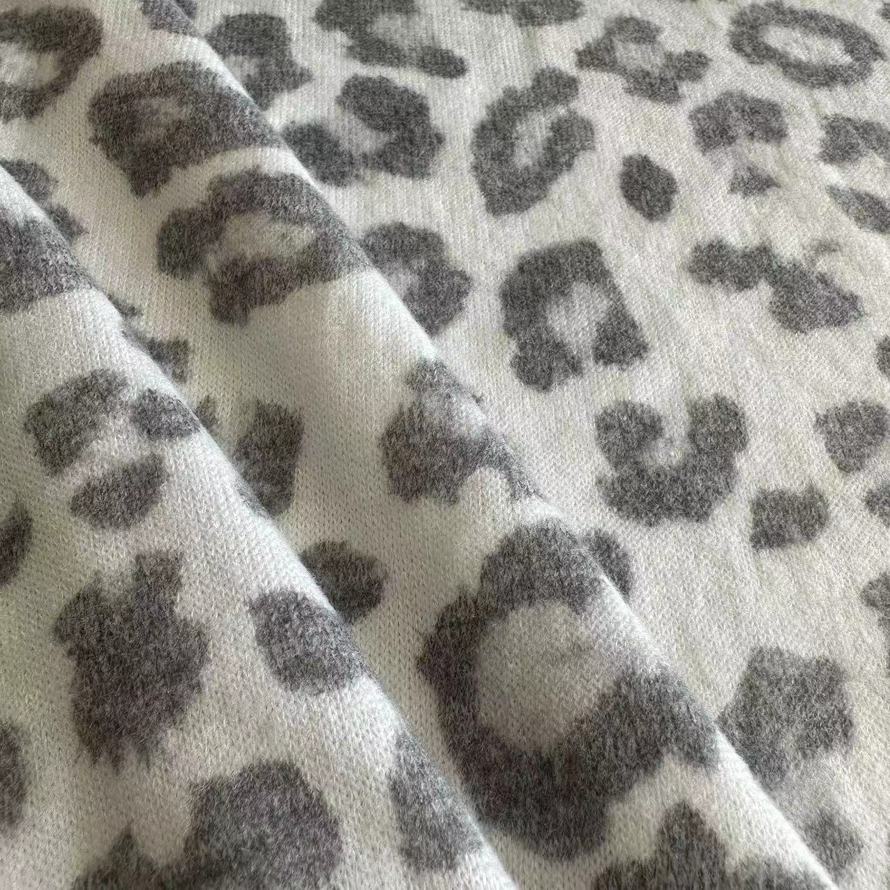 Viscose Rayon polyester Spandex knit hacci sweater fabric stretch print brush coarse needle fabric for coat and hoodie