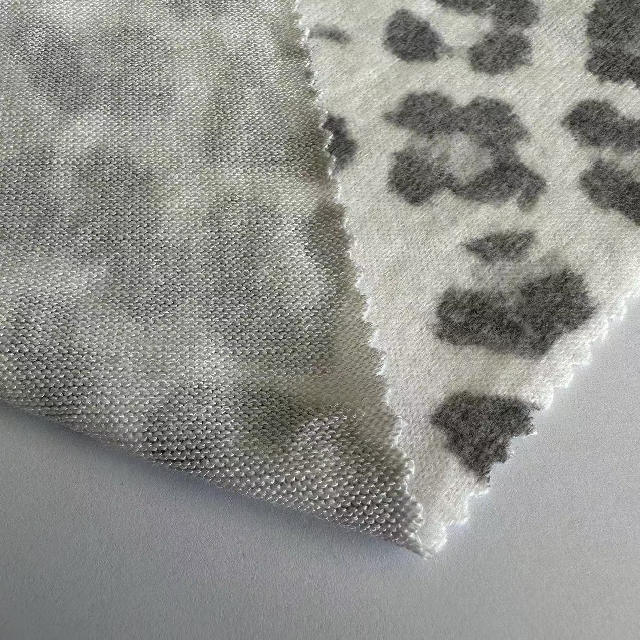Viscose Rayon polyester Spandex knit hacci sweater fabric stretch print brush coarse needle fabric for coat and hoodie