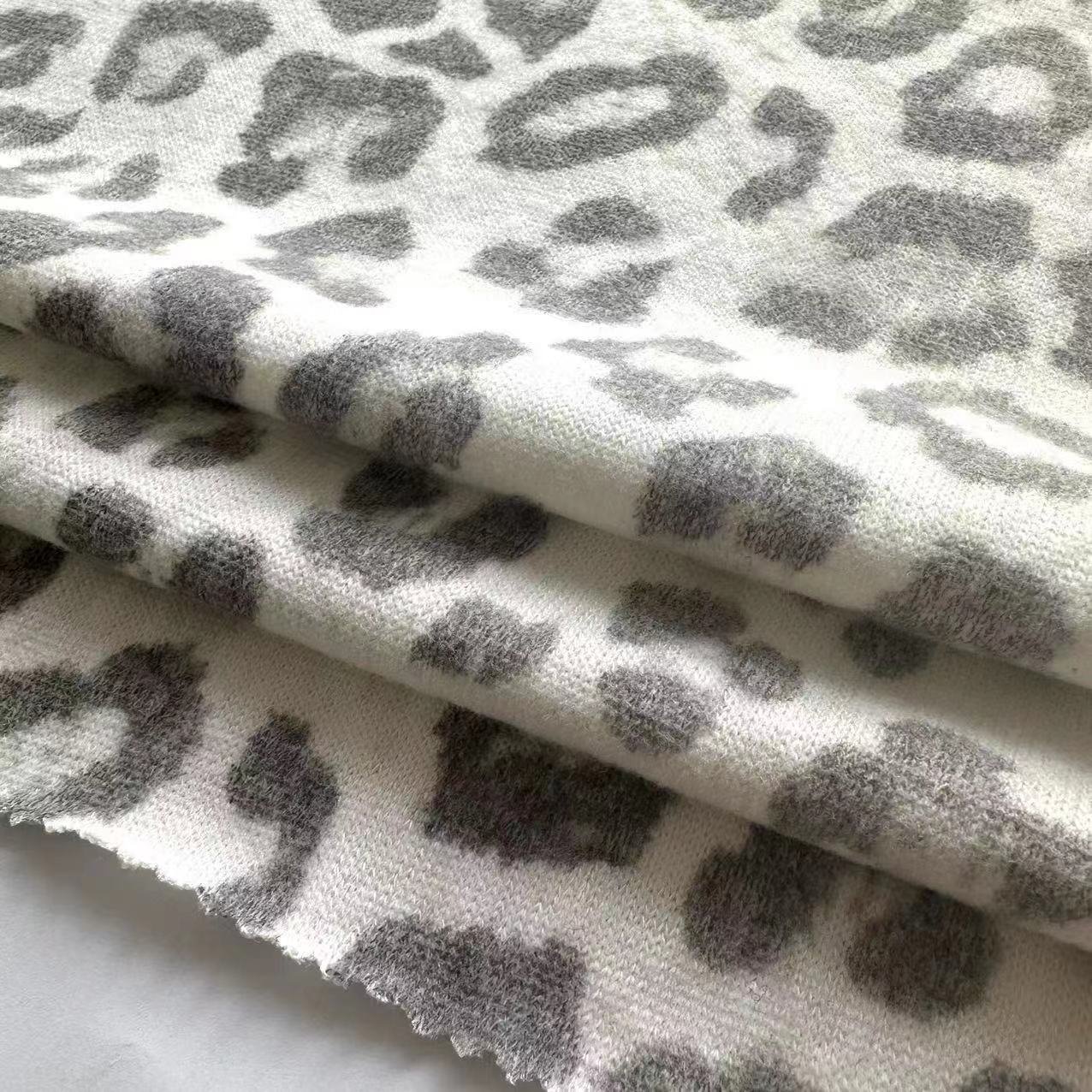Viscose Rayon polyester Spandex knit hacci sweater fabric stretch print brush coarse needle fabric for coat and hoodie