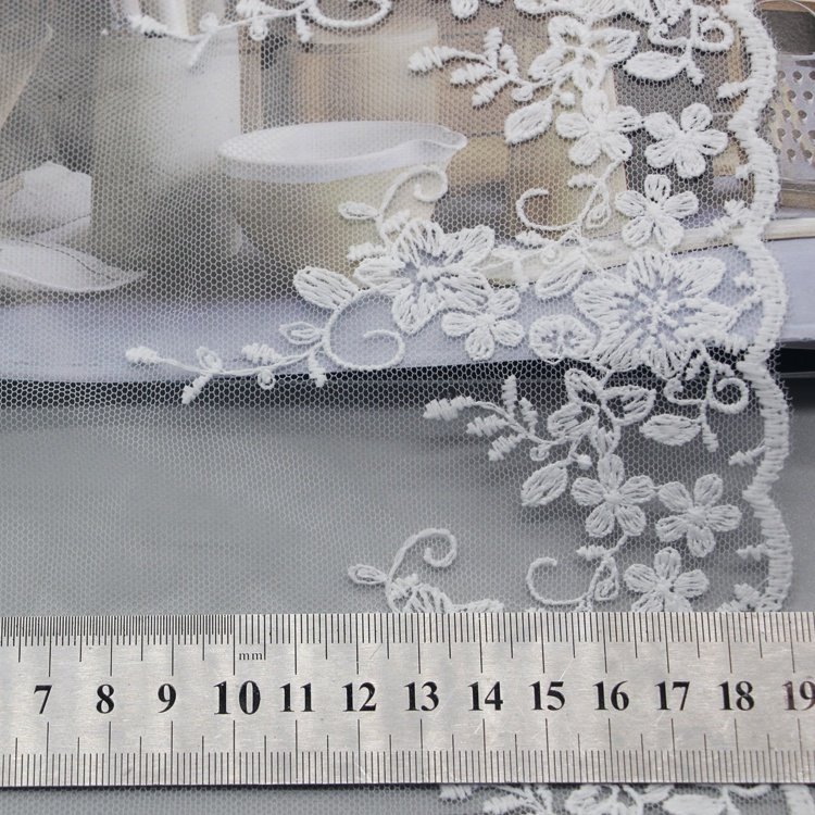 Breathable Lightweight Flower Embroidery white swiss voile lace fabric Trim yarn Elastic Lace Trim For Dress crochet shoes