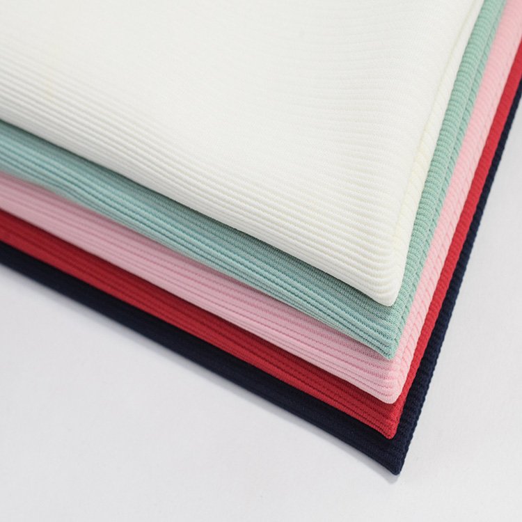 Made in China Organic Cotton Knitted Polyester Spandex Rib Knitted Fabric Horizontal Stair Knitted Low Elastic Mesh Fabric