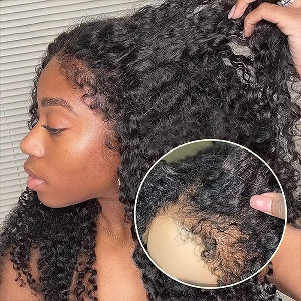 Stock 4C Edges Hairline Wigs With Kinky Baby Hair Ventilated Natural Edges Human Hair Kinky Curly HD Transparent Lace Front Wigs