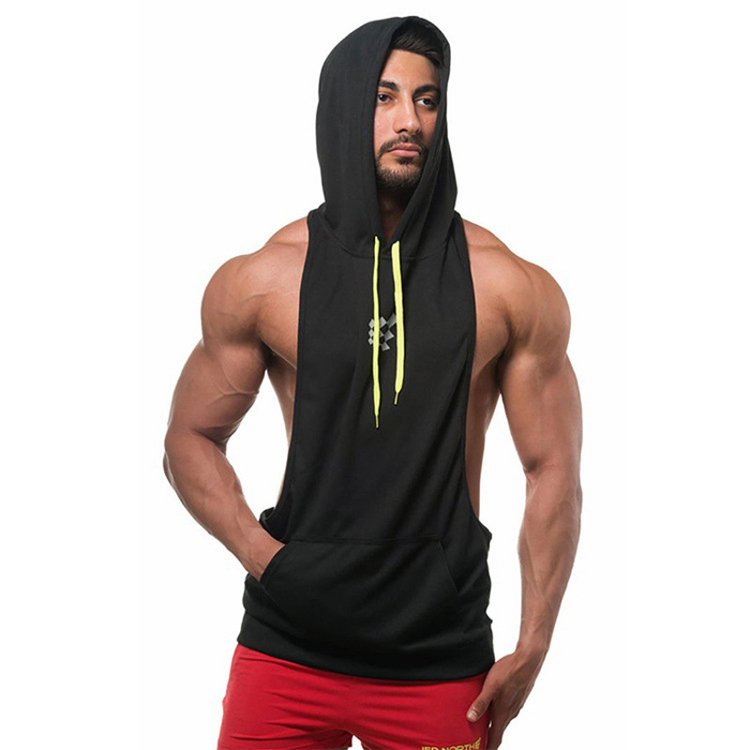 Custom Running Tank Top Men'S Sleeveless Tank Top Cotton Compression Sleeveless Hoodie Hooded Tank Top