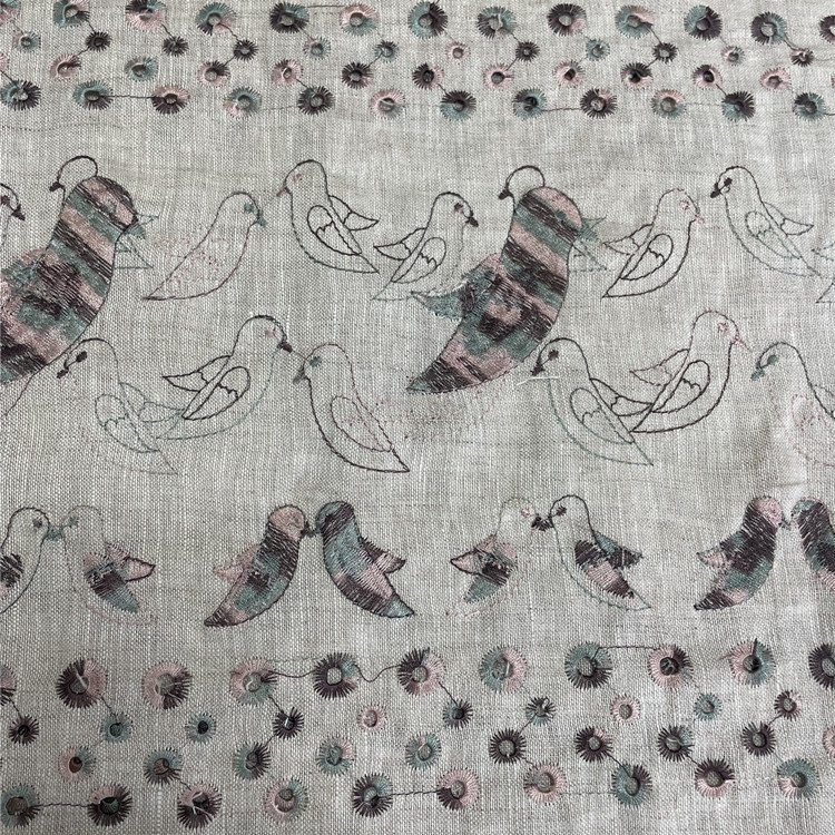 Fashion Embroidery hemp textile fabric for lady garments and all wholesale hemp products