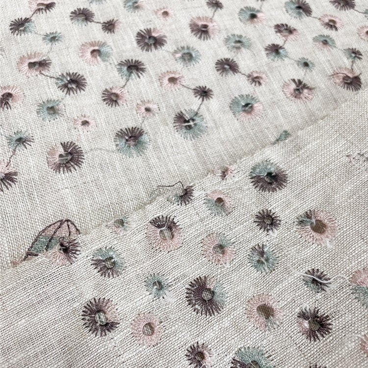 Fashion Embroidery hemp textile fabric for lady garments and all wholesale hemp products