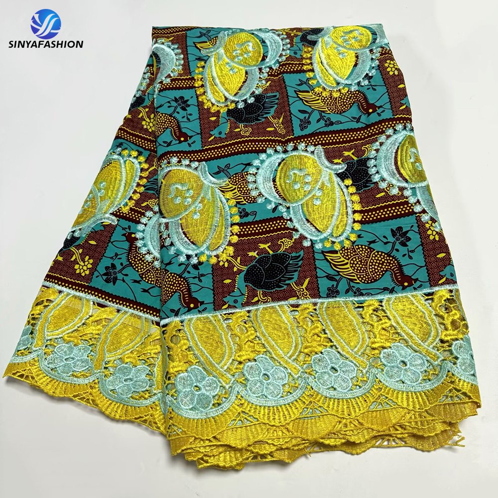Sinya Luxury African Lace Fabrics For Women Embroidery Guipure Cord Lace Ankara Loincloth Dutch Wax Fabric African Wax Prints