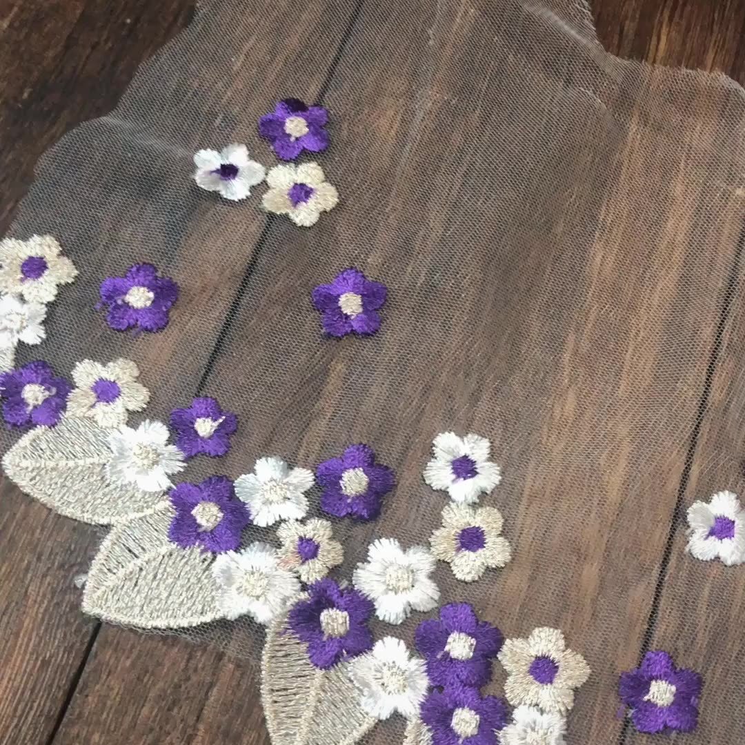 Factory direct sales clothing decorative accessories Embroidery fabric thread lace fabrics gold leaf gauze 20cm bridal lace