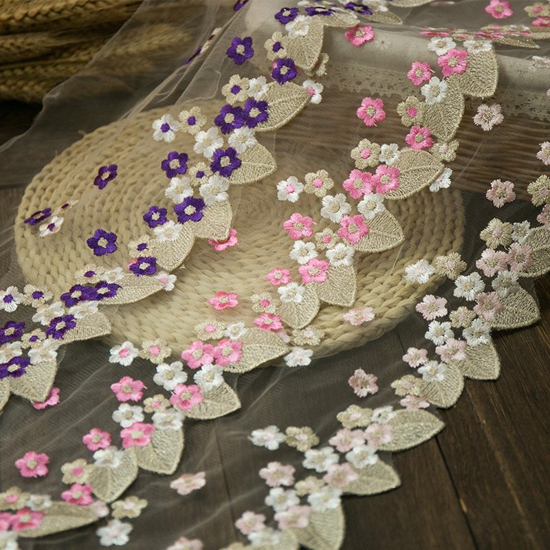 Factory direct sales clothing decorative accessories Embroidery fabric thread lace fabrics gold leaf gauze 20cm bridal lace