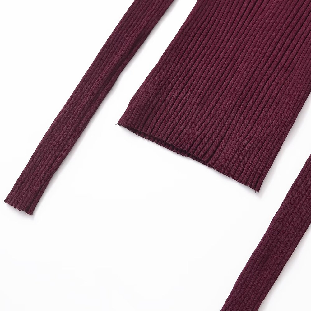 2024 Women's new fashion ribbed knit slim long sleeve top Retro casual chic women's trendy top