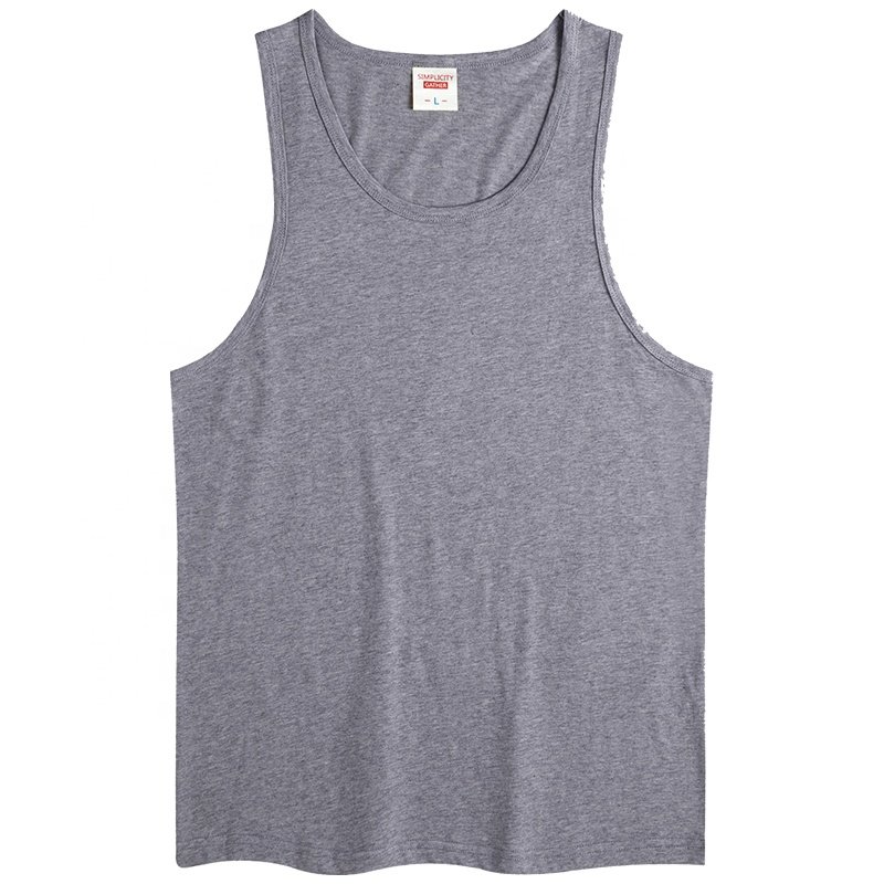 Wholesale Summer Cotton Rib Tank Top Men Custom Logo Basic Sport Sleeve Gym Tank Top