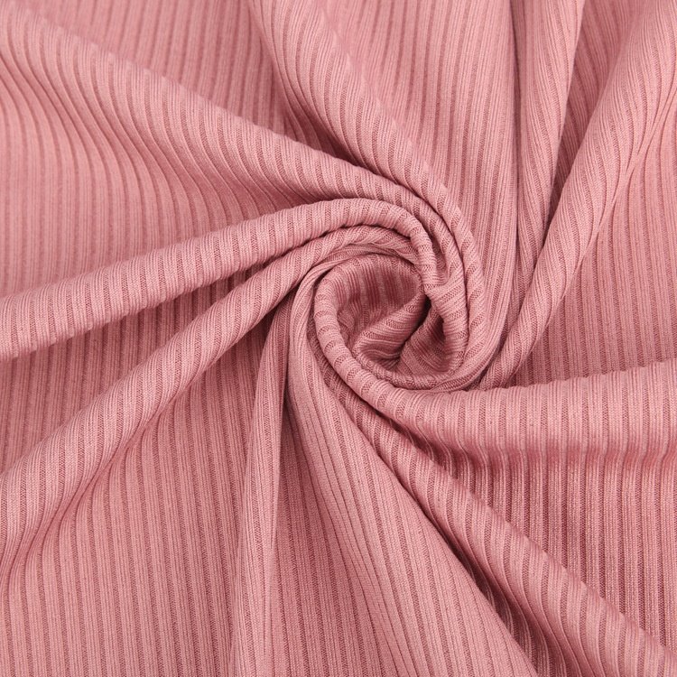 High quality multiple color 4 way stretch spandex polyester solid rib knit fabric for clothing