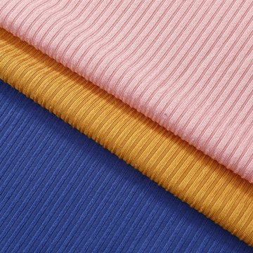 High quality multiple color 4 way stretch spandex polyester solid rib knit fabric for clothing