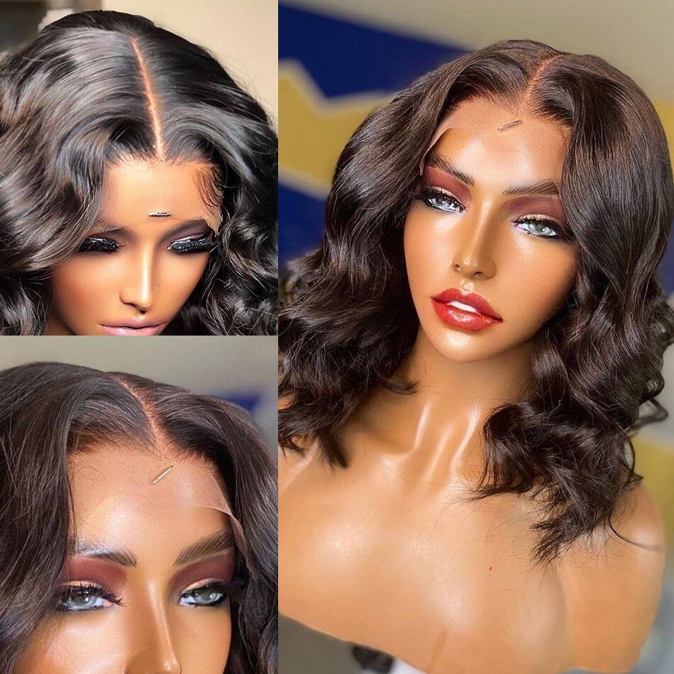 Cheap Short Bob Body Wave HD Lace Front Wigs Glueless Natural Human Hair Wig Raw Vietnamese Hair 4x4 Lace Closure Short Bob Wigs