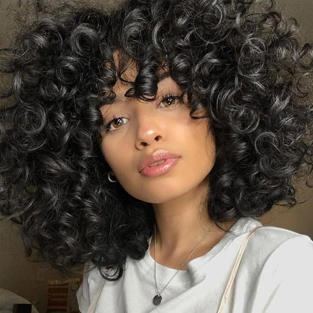 Very Full Brazilian Human Hair Wig Glueless Lace Curly Bob Machine Made Natural Wave Black Color Women Transparent Body Wave