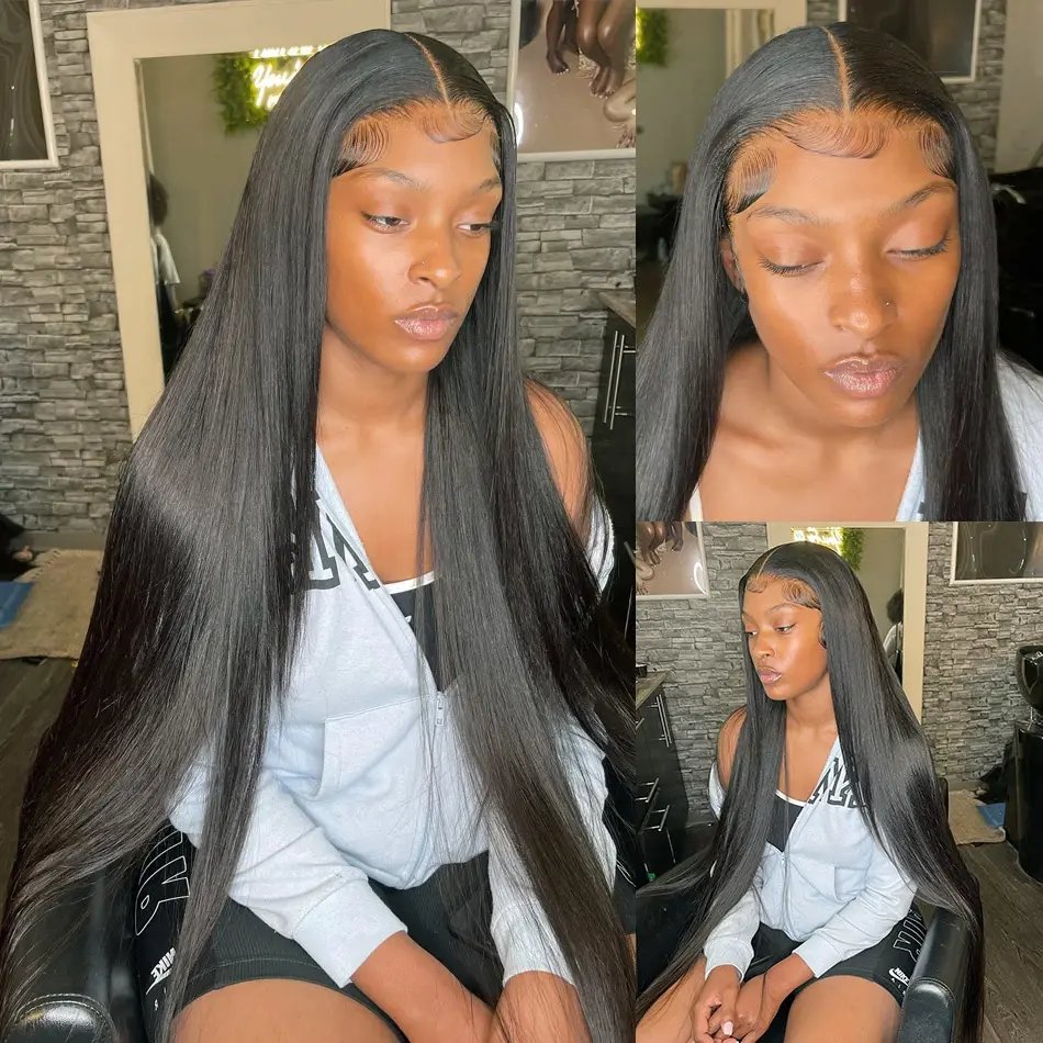 Glueless Straight Raw Hair Hd Lace Front Wig, Pre Pluck Virgin Indian Human Hair wigs, Preplucked Hd Lace Closure Wigs For Women