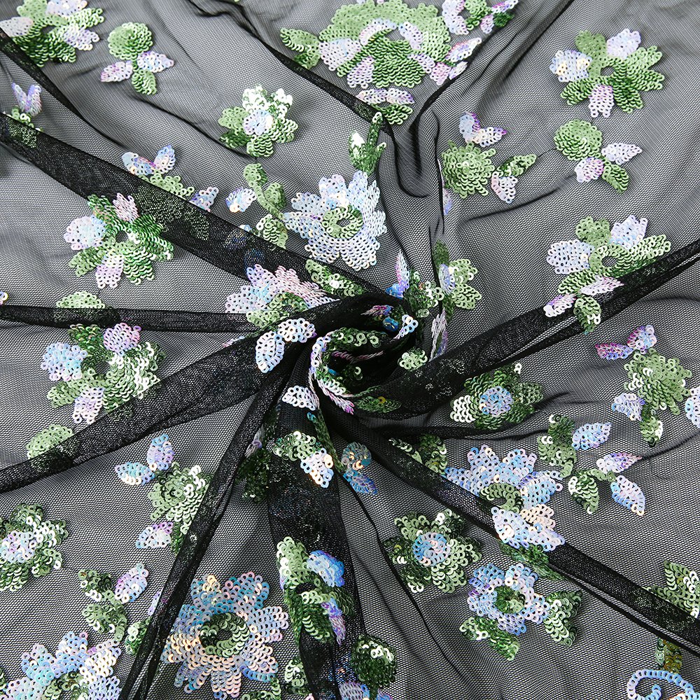 Multi-color Sequin Embroidered Fabric African Best-selling 3D Three-dimensional Small Flower Embroidery Fabric 100% Polyester /