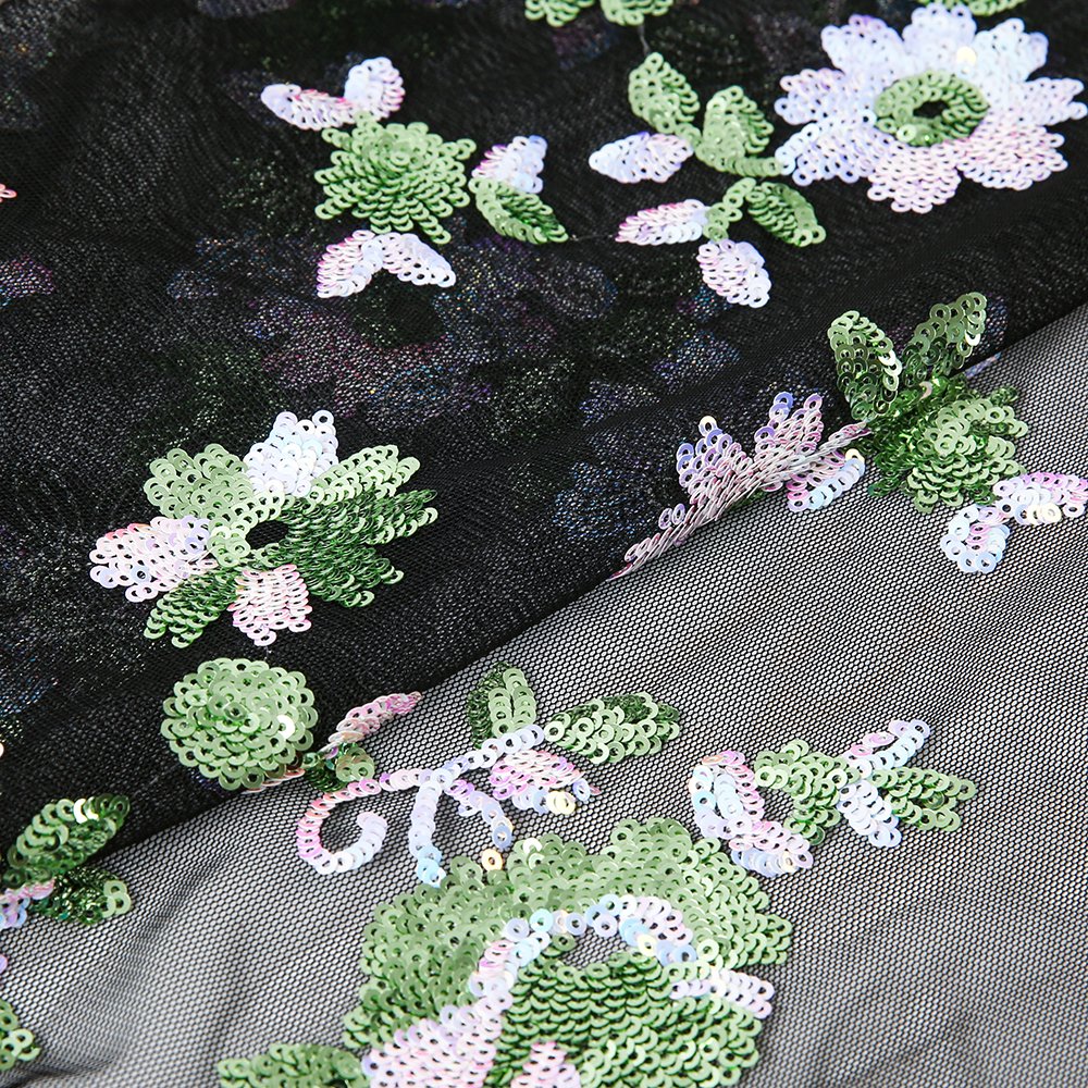 Multi-color Sequin Embroidered Fabric African Best-selling 3D Three-dimensional Small Flower Embroidery Fabric 100% Polyester /