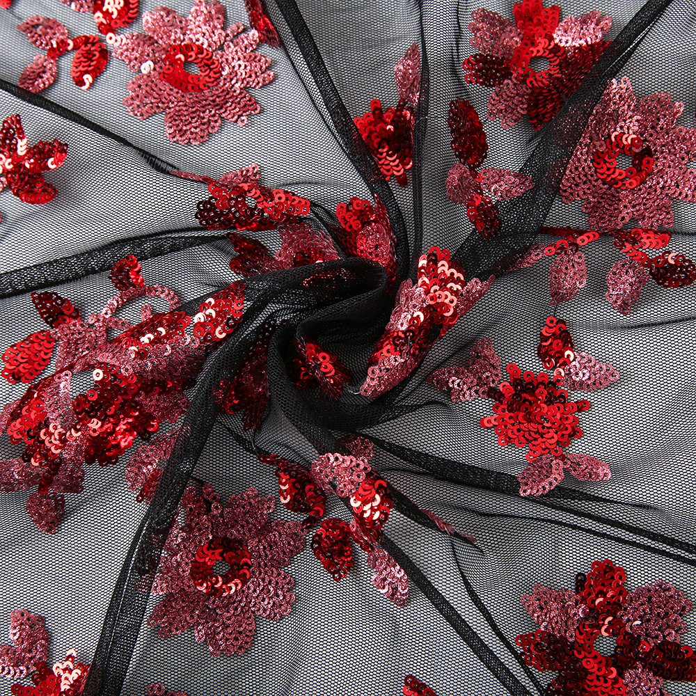 Multi-color Sequin Embroidered Fabric African Best-selling 3D Three-dimensional Small Flower Embroidery Fabric 100% Polyester /
