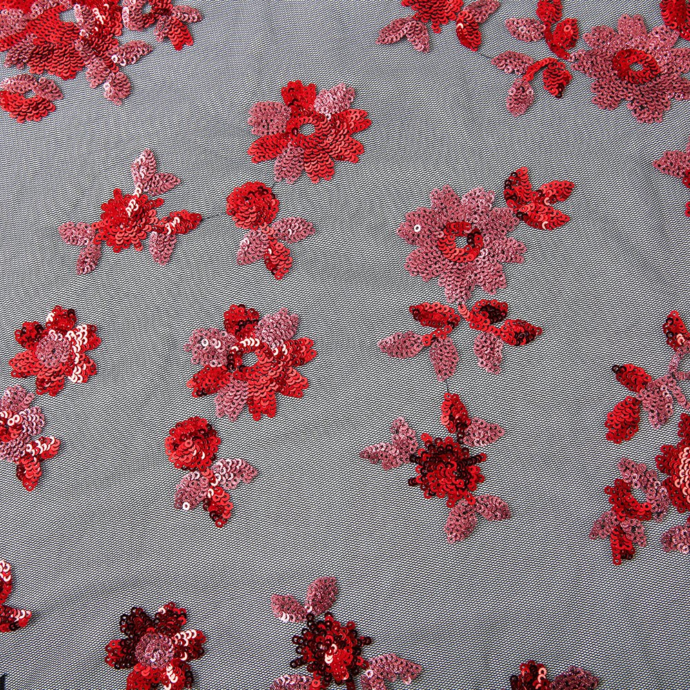 Multi-color Sequin Embroidered Fabric African Best-selling 3D Three-dimensional Small Flower Embroidery Fabric 100% Polyester /