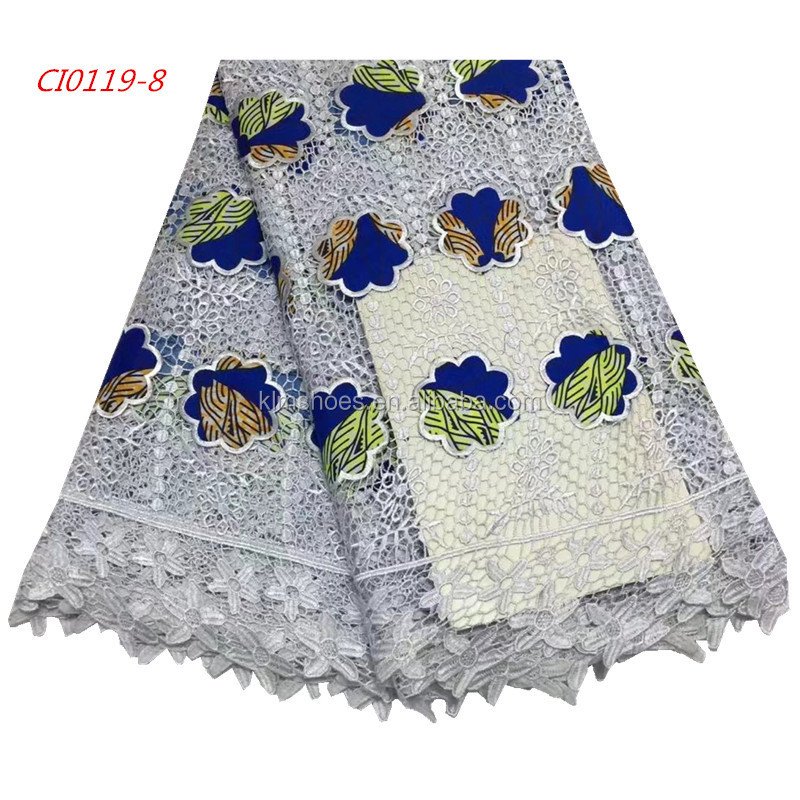 African Guipure Lace Fabric With Wax Net Lace Embroidery Fabric 1068
