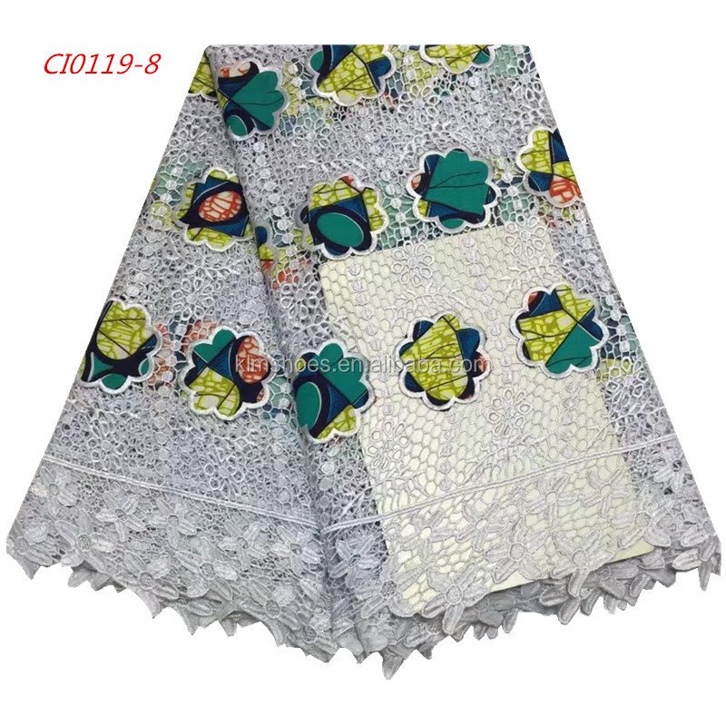 African Guipure Lace Fabric With Wax Net Lace Embroidery Fabric 1068
