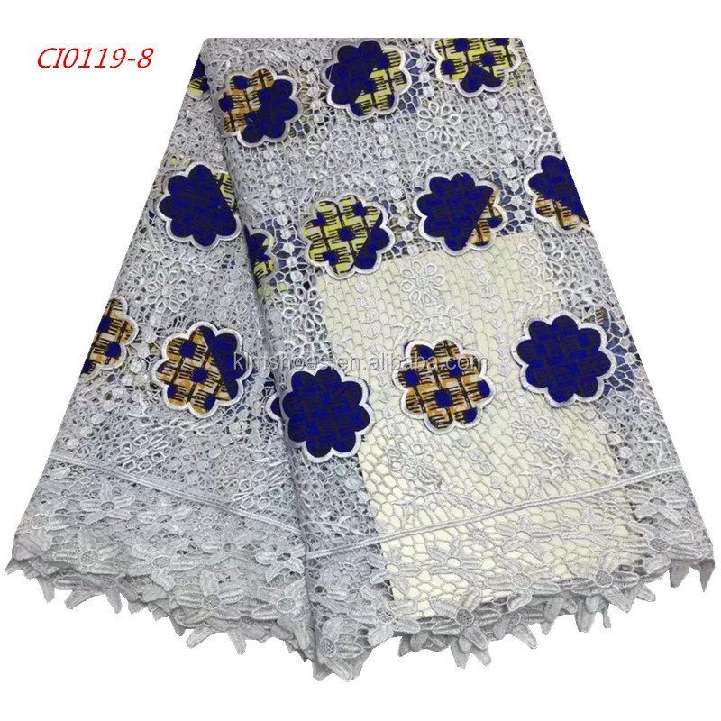 African Guipure Lace Fabric With Wax Net Lace Embroidery Fabric 1068