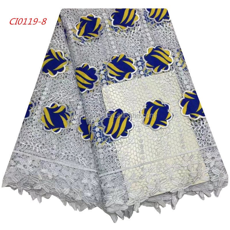 African Guipure Lace Fabric With Wax Net Lace Embroidery Fabric 1068