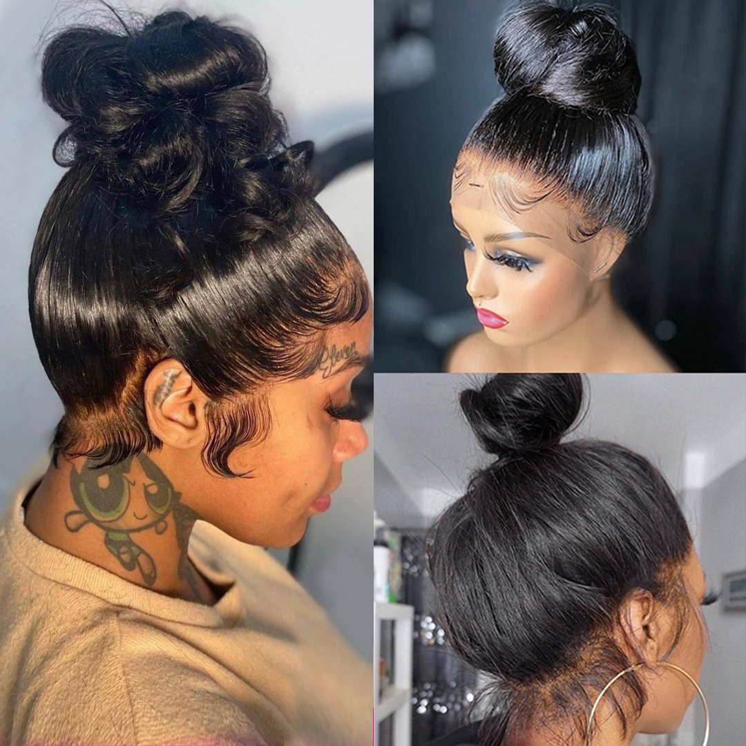Cheap Bone Straight Full Lace Human Hair Lace Front Wig Braided HD Lace Frontal Wig Peruvian Hair Extension Wigs For Black Women