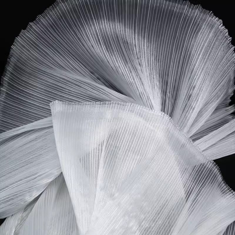 Soft organza pleated fabric with a stiff texture organ pleated mesh handmade DIY wedding designer crinkle fabric for wedding