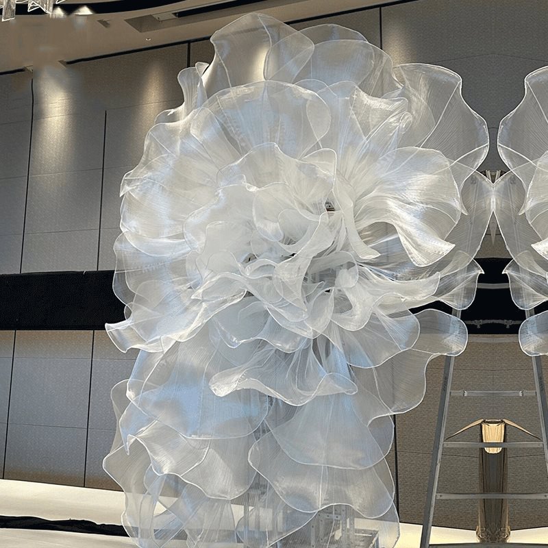 Soft organza pleated fabric with a stiff texture organ pleated mesh handmade DIY wedding designer crinkle fabric for wedding
