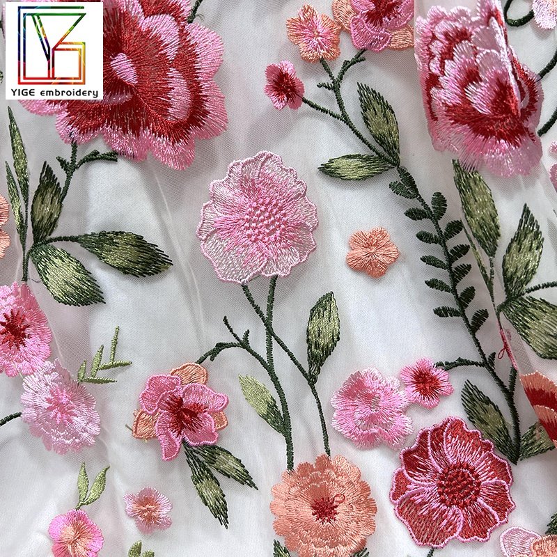 Elegant lace flower patch sew on applique rose patches High Quality womens wedding dress embroidery lace fabric