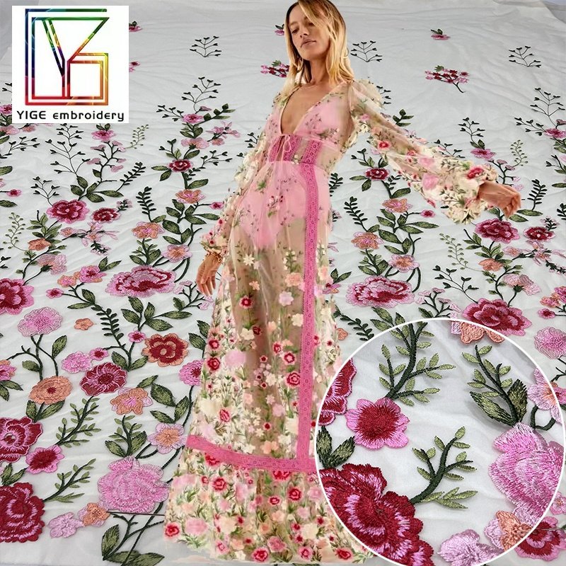 Elegant lace flower patch sew on applique rose patches High Quality womens wedding dress embroidery lace fabric