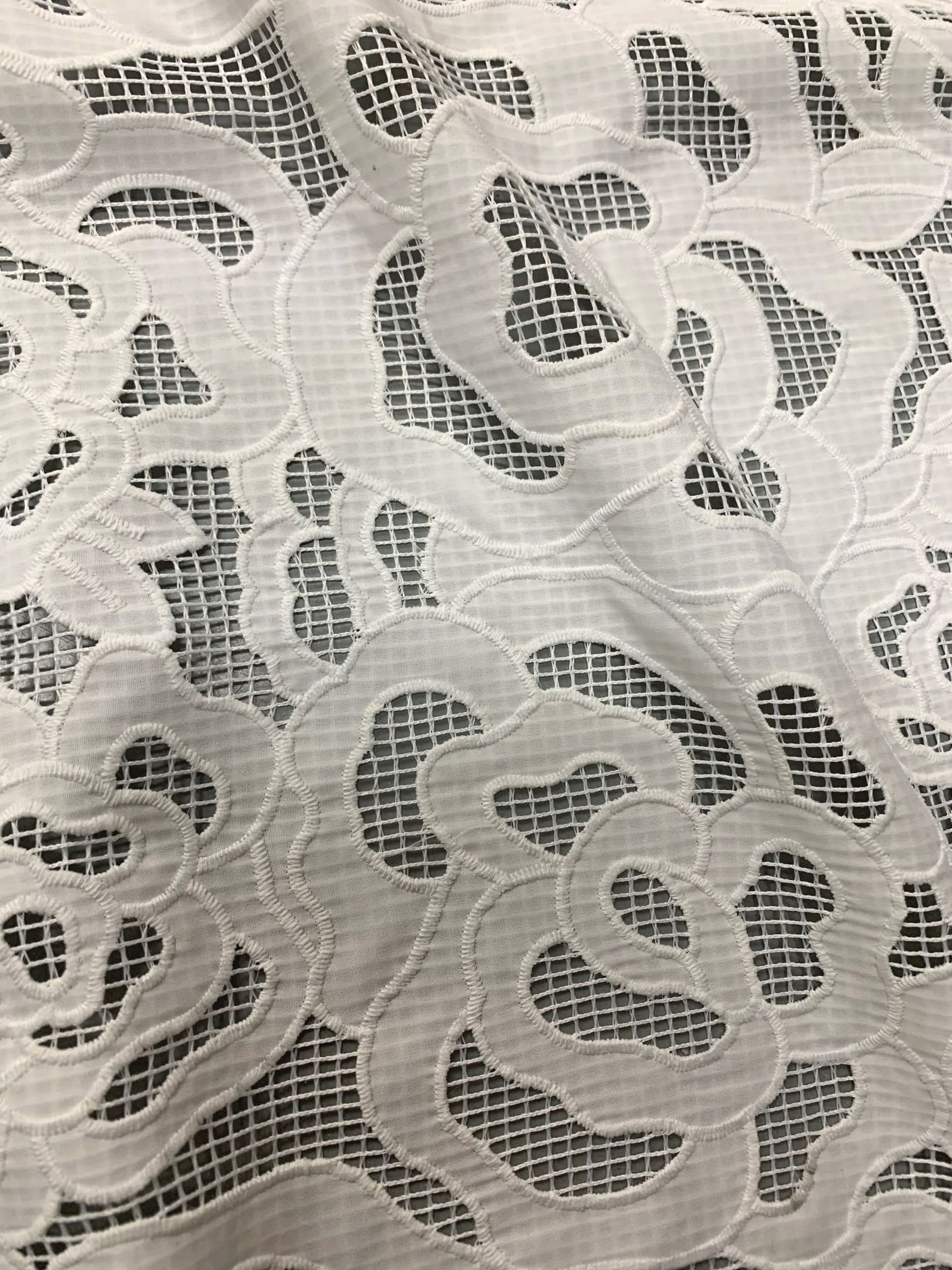 High Quality Ivory White Floral Laser Cut Embroidered Lace Fabric for Women Dress SS230519-EMB01