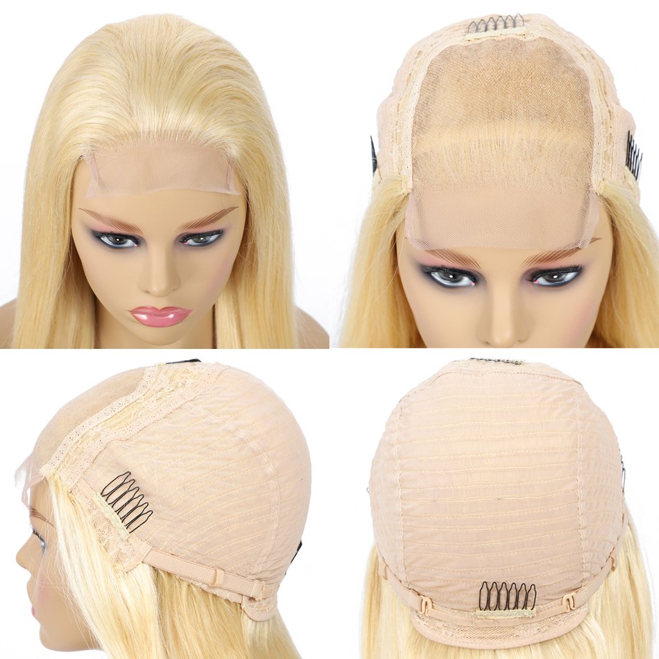 #613 Colored Blonde Straight Human Hair Wigs Human Hair Lace Front Wigs Glueless Hd Lace Frontal Closure Wigs For Black Women