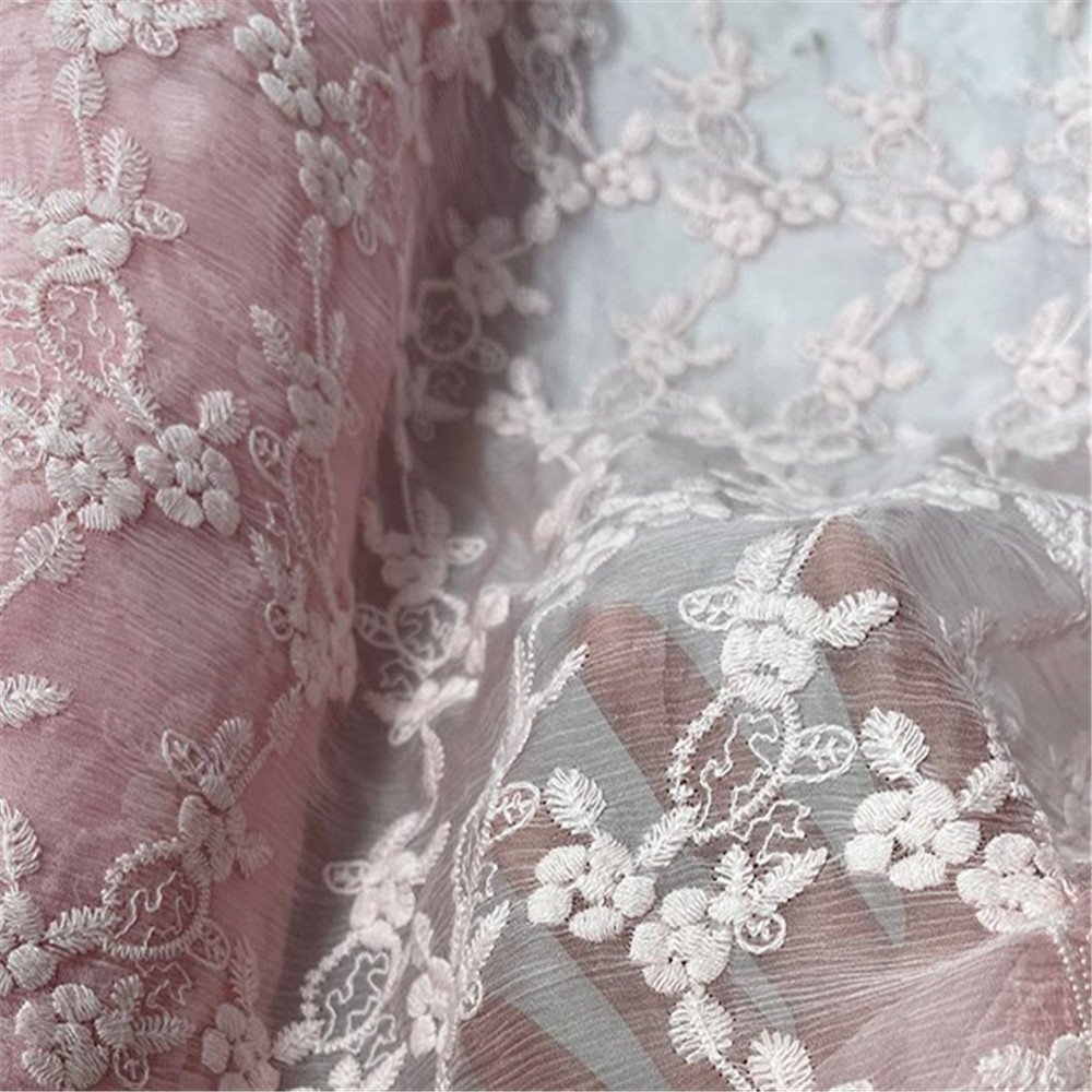New Coming Silk Crinkle GGT Good Quality Silk Embroidery Fabric for Lady Wedding Dress