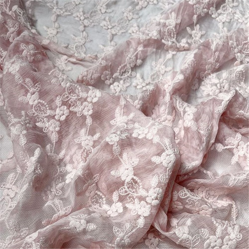 New Coming Silk Crinkle GGT Good Quality Silk Embroidery Fabric for Lady Wedding Dress