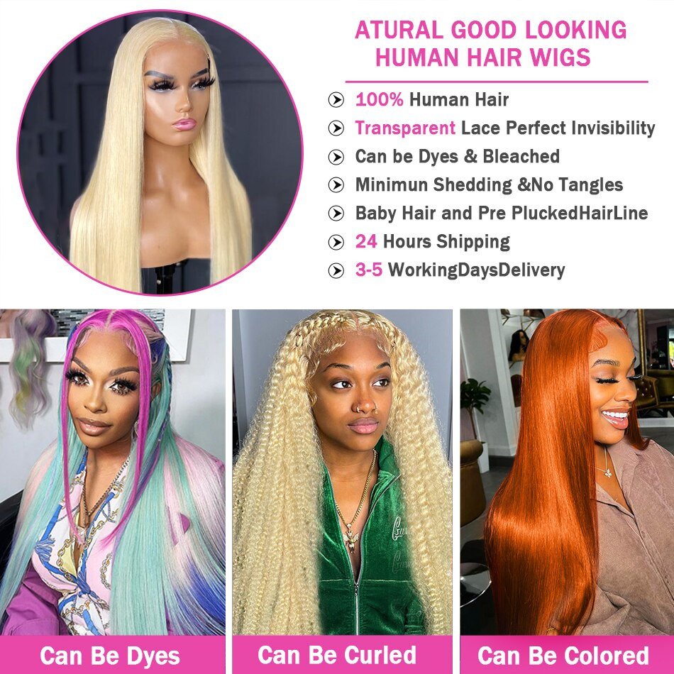 Cheap Raw Indian Hair Colored 613 Blonde Wigs Human Hair Lace Front Wigs For Black Women Glueless HD Lace Frontal Wig Human Hair