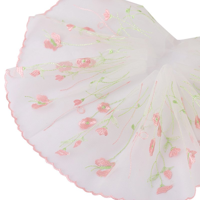 Colorful Mesh lace 19cm Polyester Bridal Tulle Lace Trim Embroidery Lace Trim