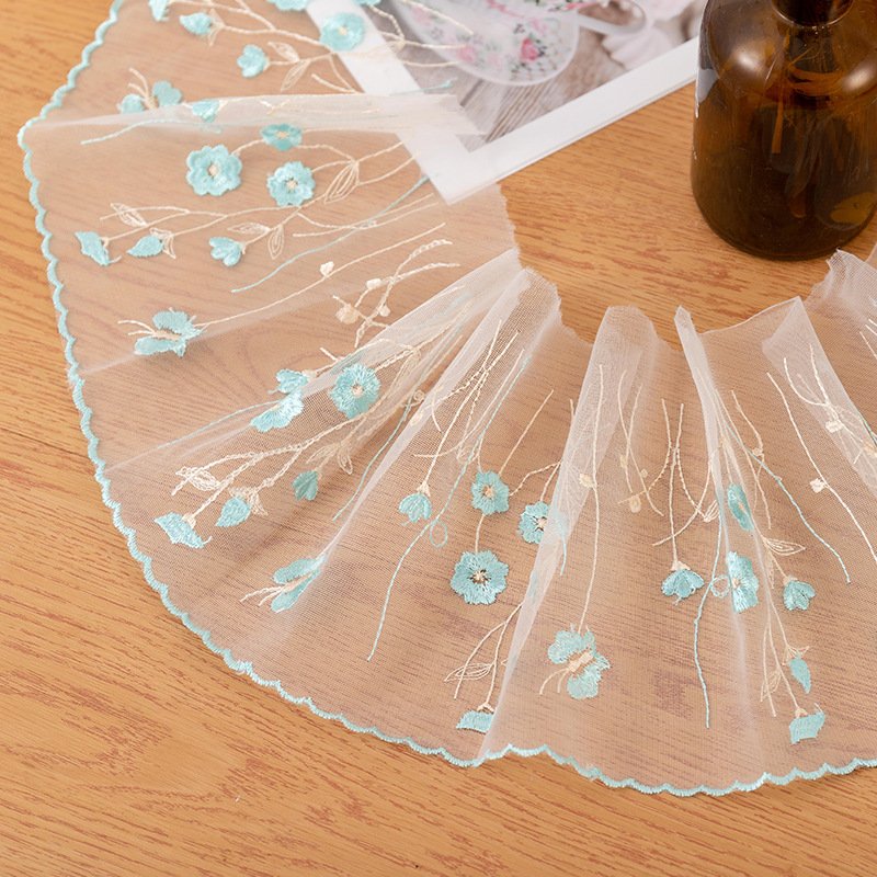 Colorful Mesh lace 19cm Polyester Bridal Tulle Lace Trim Embroidery Lace Trim