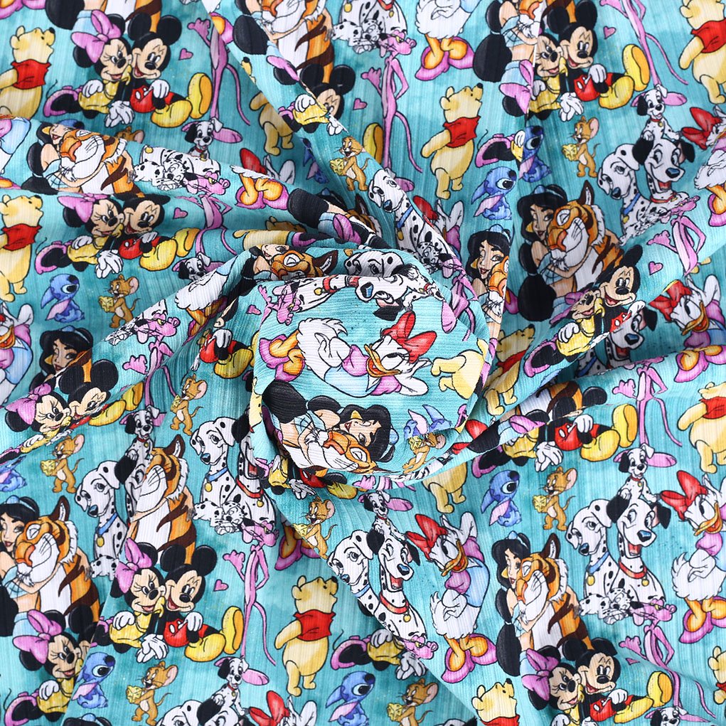 Hot selling beautiful cartoon print 95% cotton 5% spandex cotton rib digital printing spandex fabric for kids dress