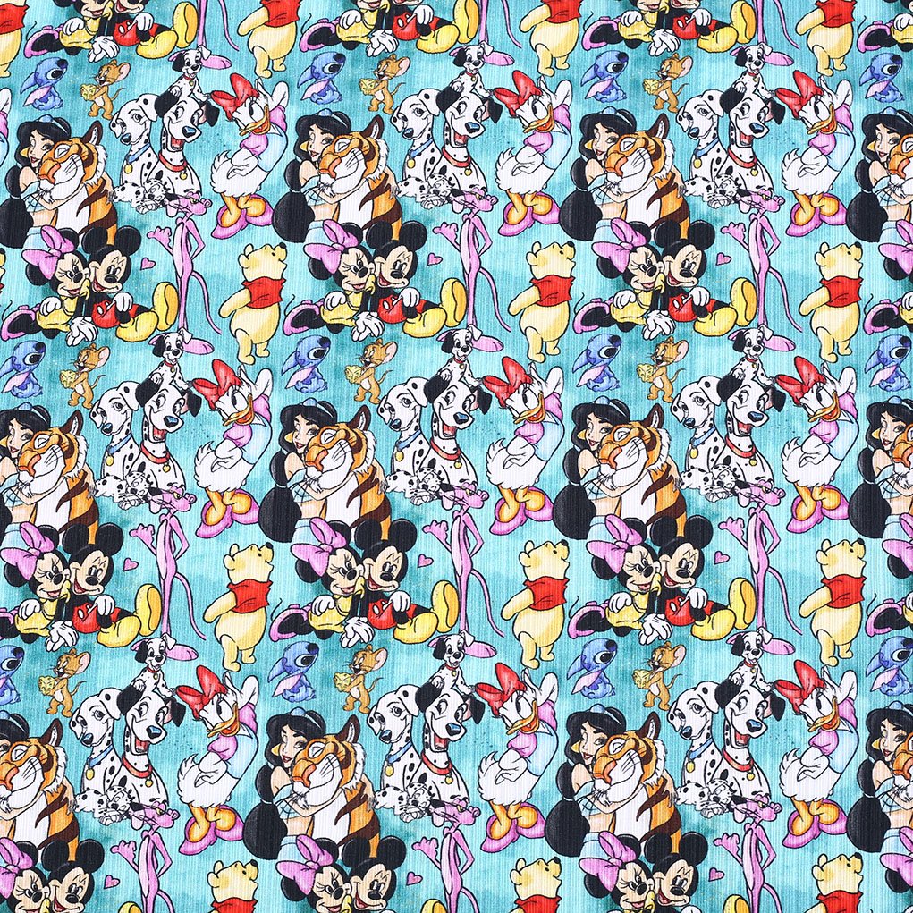 Hot selling beautiful cartoon print 95% cotton 5% spandex cotton rib digital printing spandex fabric for kids dress