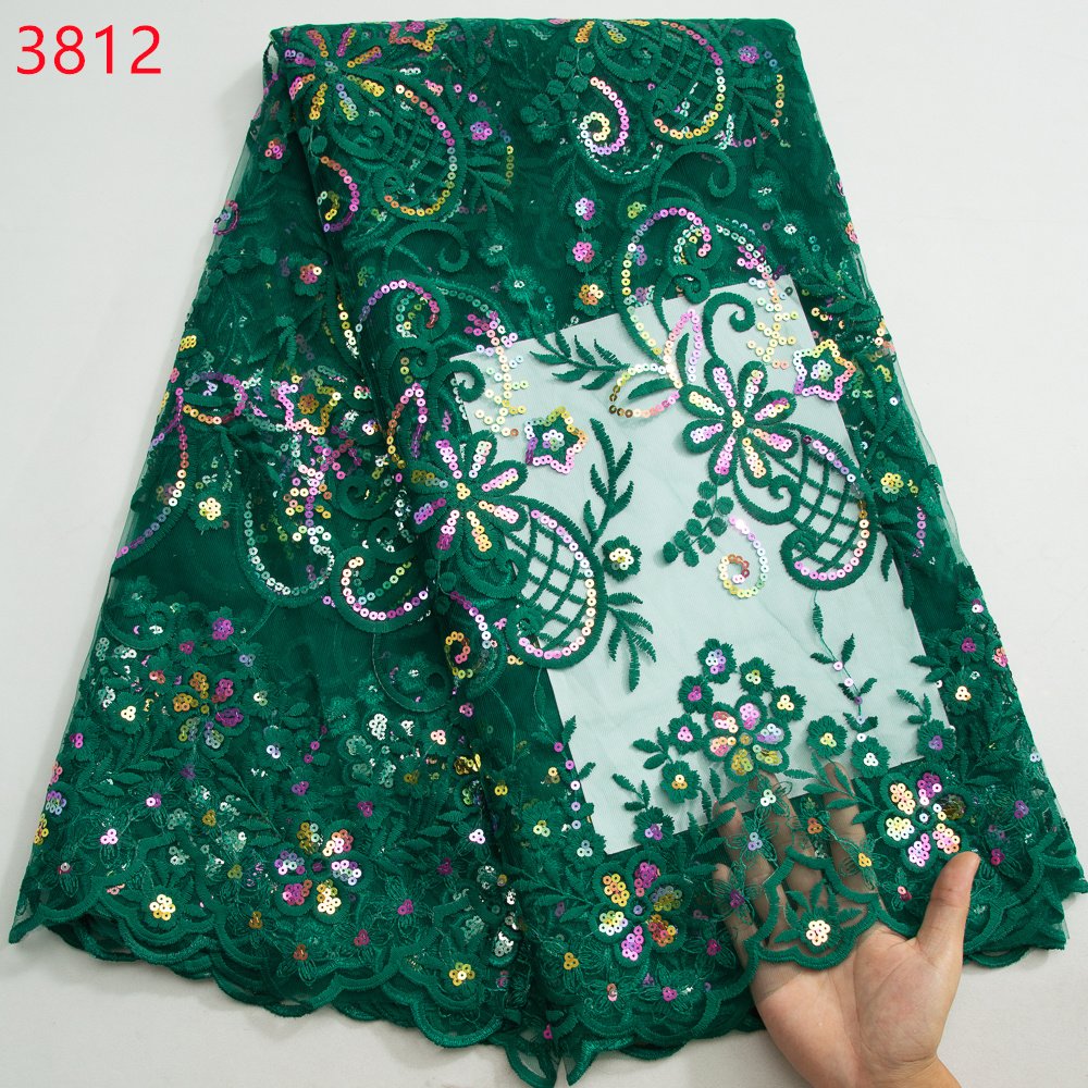 3812 African Sequins Lace Fabric French Net Lace High Quality 2024 Sequins Mesh Fabric For Women Wedding Party Dresses