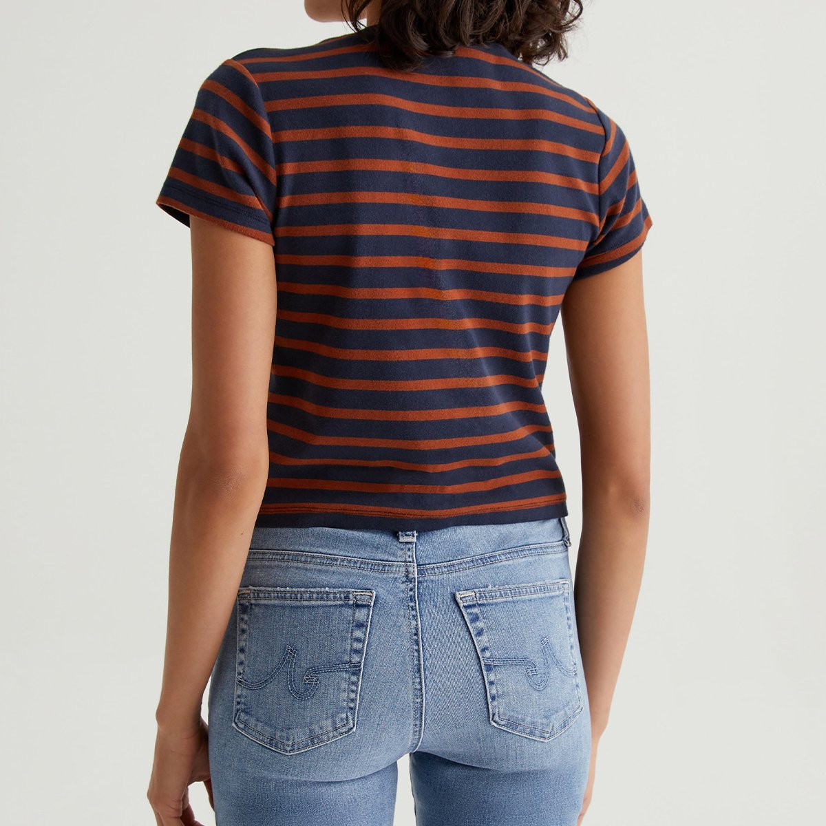 OEM/ODM Custom Classic Red Breton Stripes Women's Cropped Crewneck Tee - '90s Vintage, Stretch-Blend Cotton Knit