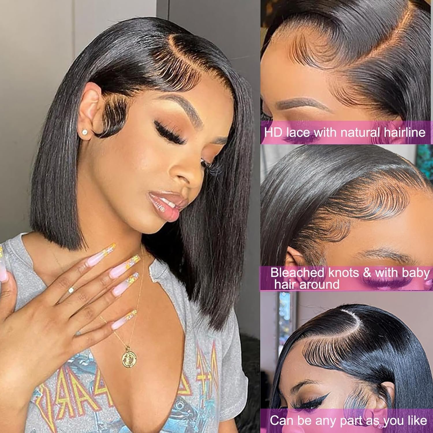 Cheap Bone Straight Short Bob Wigs Human Hair Lace Front Wigs For Black Women HD Lace Frontal Wigs Raw Brazilian Human Hair