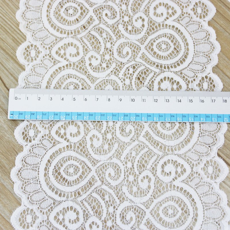 (3 Meters) 18cm White Elastic Lace Fabric French Hollow Underwear Stretch Laces Trim Hollow Dress And Personal Adornment DIY