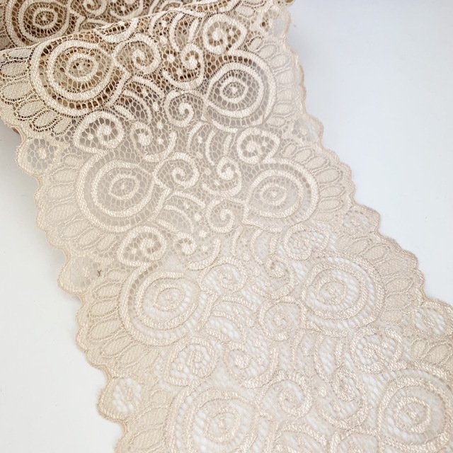 (3 Meters) 18cm White Elastic Lace Fabric French Hollow Underwear Stretch Laces Trim Hollow Dress And Personal Adornment DIY